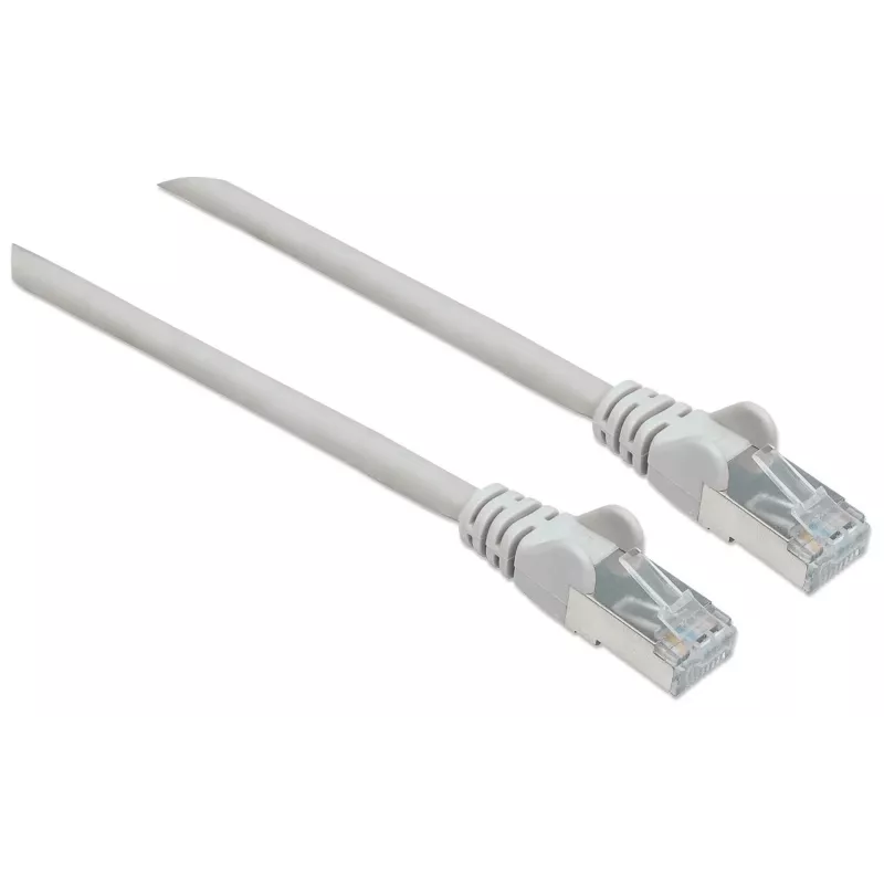 “Intellinet” tinklo komutacinis kabelis, Cat7 kabelis / Cat6A kištukai, 30 m, pilkas, varis, S/FTP, LSOH / LSZH, PVC, RJ45, auksuoti kontaktai, neužsikabinantys, apsauginiai gaubteliai, garantija visam eksploatacijos laikui