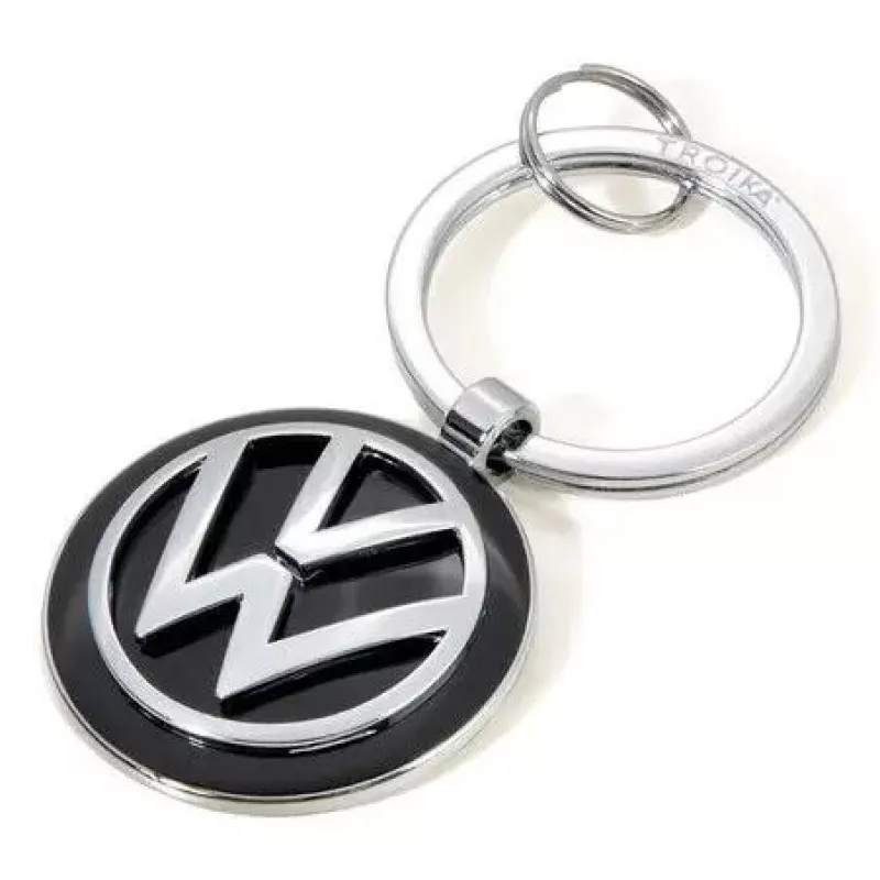 Raktų pakabukas TROIKA VW VOLKSWAGEN KEYRING juoda sidabrinė metalas 37x74x7mm