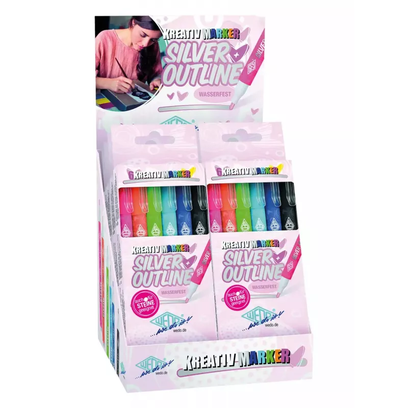 Wedo Sidabrinė Outline marker 6 vnt. Oranžinė