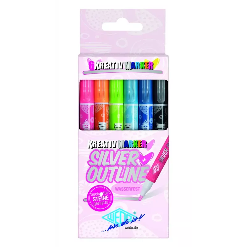 Wedo Sidabrinė Outline marker 6 vnt. Oranžinė
