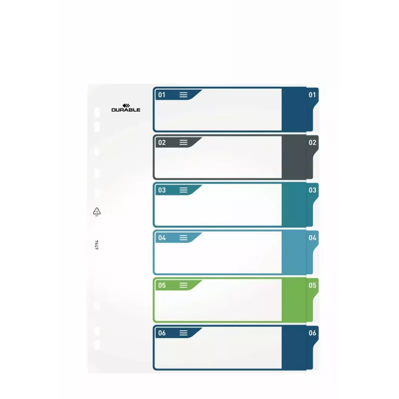 Tuščias skiriamasis lapas Durable 679427 polipropileninis įvairiaspalvis 30,5x24,5 cm