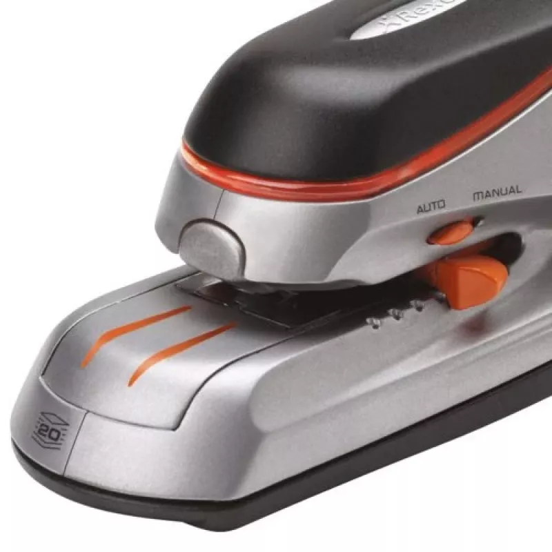 Rexel Optima 20 elektrinis segiklis, 20 lapų, juoda, oranžinė, sidabrinė, 788 g, 292 mm, 143 mm, 175 mm