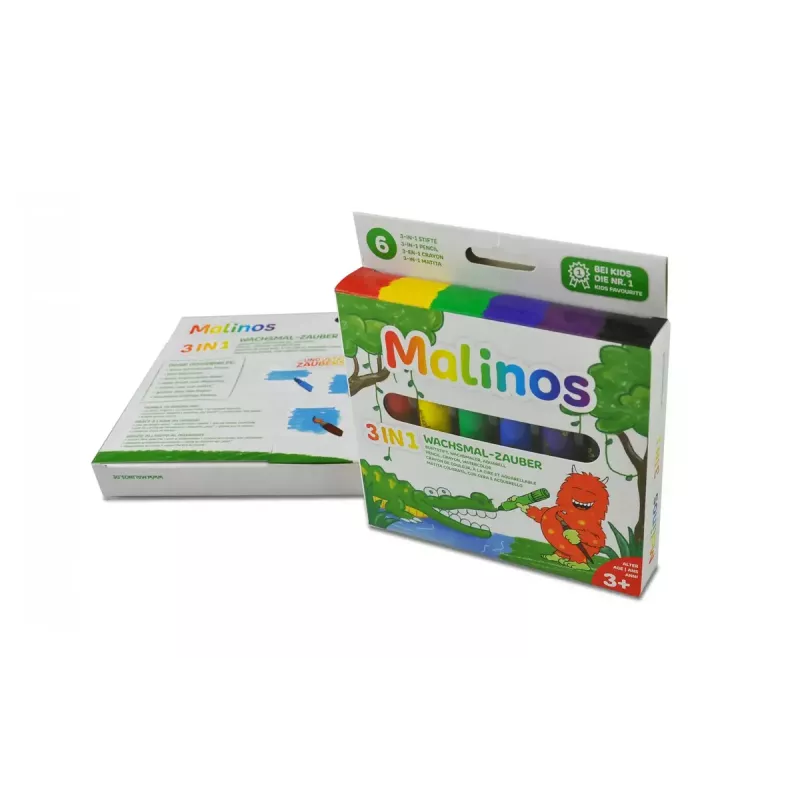 Crayon Malinos 301036 6 vnt. Daugiaspalvė Juoda Mėlyna Žalia Raudona Violetinė Geltona