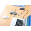 Manhattan USB-C dokas / šakotuvas su kortelių skaitytuvu, prievadai (x7): Ethernet, HDMI, USB-A (x3) ir USB-C (x2), su galios tiekimu (PD) 100 W – reikalingas išorinis USB-C įkroviklis (nepridedamas). Maitinamas per USB (nereikia išorinio maitinimo šaltinio), kai PD nenaudojamas.