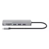 Manhattan USB-C dokas / šakotuvas su kortelių skaitytuvu, prievadai (x7): Ethernet, HDMI, USB-A (x3) ir USB-C (x2), su galios tiekimu (PD) 100 W – reikalingas išorinis USB-C įkroviklis (nepridedamas). Maitinamas per USB (nereikia išorinio maitinimo šaltinio), kai PD nenaudojamas.