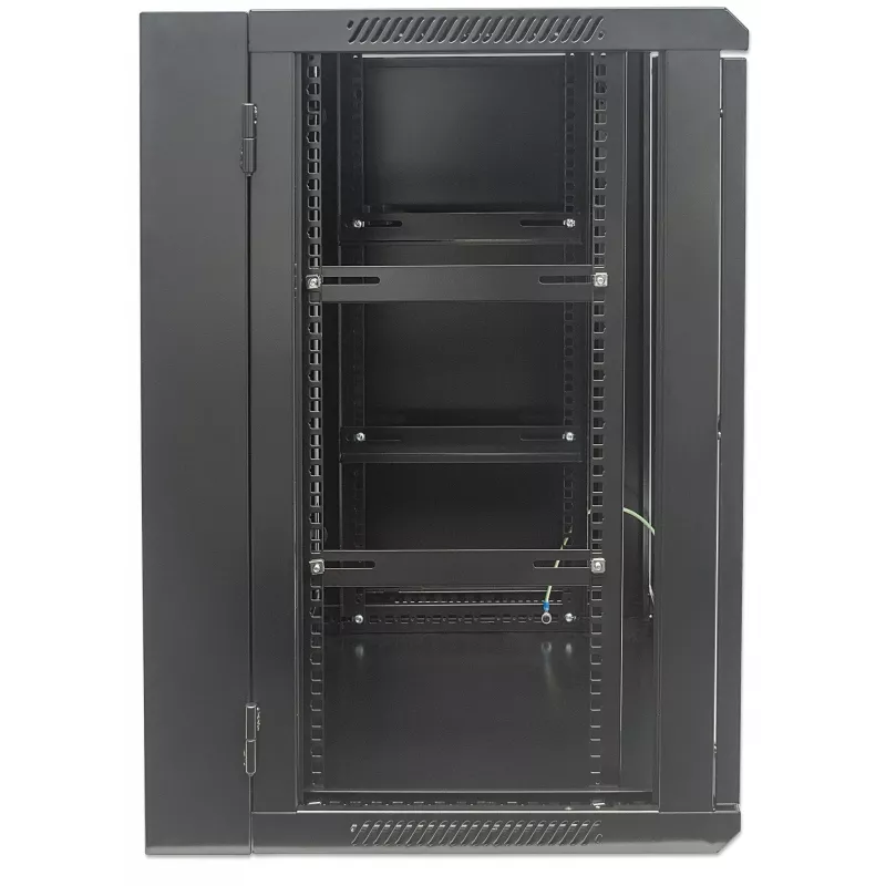 Intellinet 19 colių tinklo spinta – sieninė (dviguba sekcija, atverčiama), 15U, 550 mm gylio, juoda, surinkta, maks. 30 kg, atsidaro, kad būtų galima pasiekti spintos galą, kai sumontuota ant sienos, 19 colių, naudingas gylis 425 mm, dalys sieniniam montavimui nepridedamos