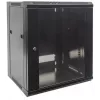 Intellinet 19 colių tinklo spintelė - sieninė (standartinė), 15U, 450mm gylio, juoda, išardoma, maks. 60kg, metalinės ir stiklinės durys, galinė plokštė, nuimami šonai, tinka naudoti ant stalo ar grindų, naudingasis gylis nuo 260mm iki 350mm, sieninio mon