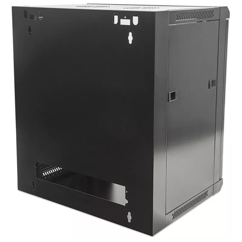 Intellinet 19 colių tinklo spintelė - sieninė (standartinė), 15U, 450mm gylio, juoda, išardoma, maks. 60kg, metalinės ir stiklinės durys, galinė plokštė, nuimami šonai, tinka naudoti ant stalo ar grindų, naudingasis gylis nuo 260mm iki 350mm, sieninio mon