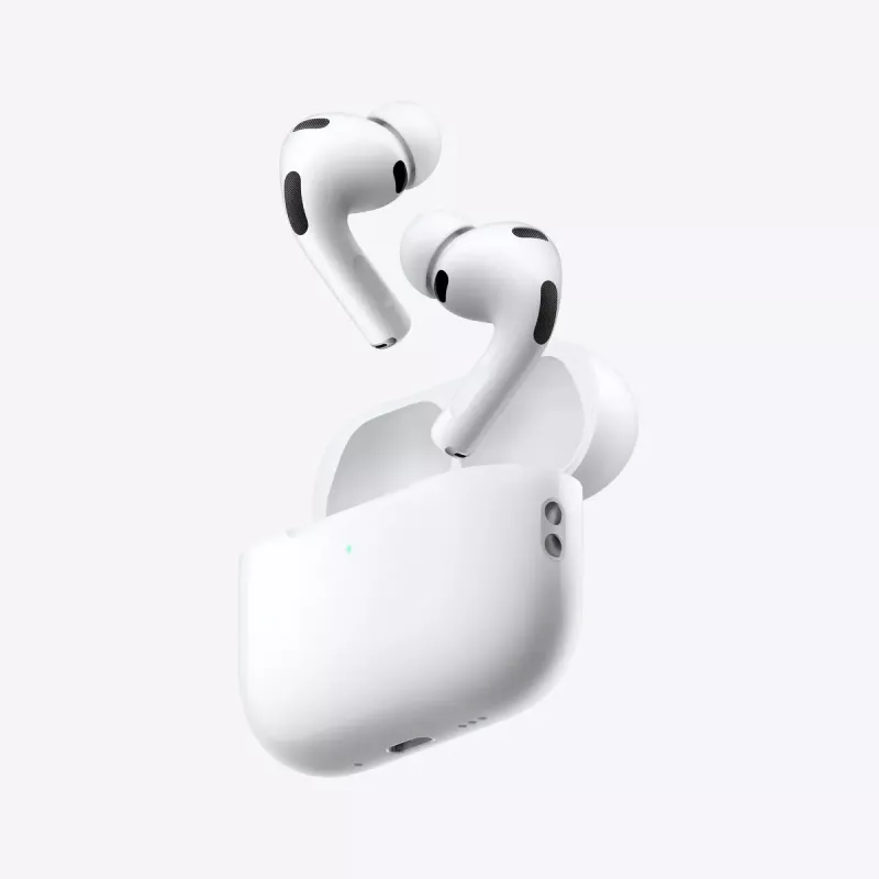 Ausinės Apple AirPods Pro (3 kartos) – True Wireless į ausis įdedamos, H2 lustas, IP57, USB‑C įkrovimo dėklas, ANC, pralaidumo režimas
