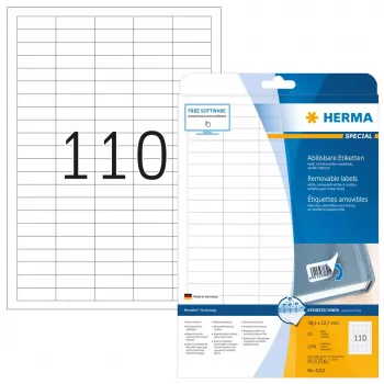Lipnus spausdintuvo etiketė HERMA Nuimamos etiketės A4 38,1x12,7 mm