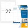 Rašalinio spausdintuvo etiketės HERMA A4 63,5x29,6 mm balta matinė atmosferos poveikiui atspari plėvelė 270 vnt.