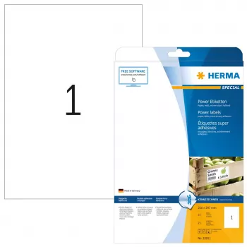 Lipnus spausdintuvo etiketė HERMA Labels A4 210x297 mm baltas ypač tvirtas sukibimas popierius matinis 25 vnt.