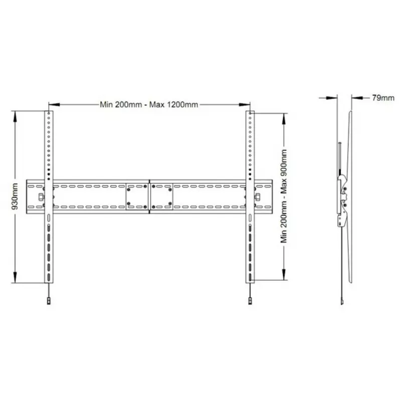 Sieninis laikiklis Multibrackets M Universal Tilt SD MAX 63–110 colių ekranams, VESA 200x300–1200x900, maks. apkrova 125 kg