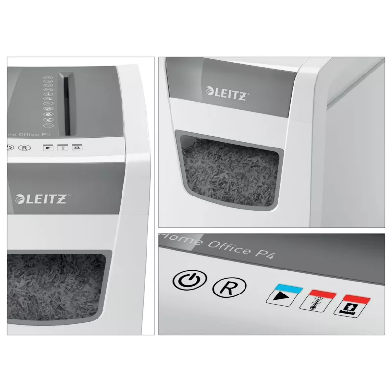Leitz IQ plonas Home Office popieriaus smulkintuvas P4, kryžminis smulkinimas, 22 cm, 4 x 28 mm, 23 L, 225 lapai, 58 dB