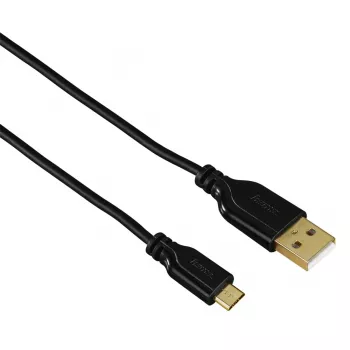 Hama 0,75 m USB laidas USB2.0-A/USB2.0 Micro-B Juodas
