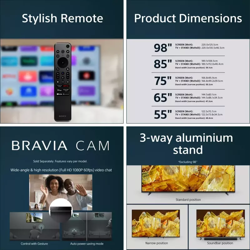 Sony XR85X90LPAEP televizorius 2,16 m (85 col.) 4K Ultra HD išmanusis televizorius su Wi-Fi, juodas