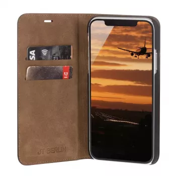 Folio Case JT BERLIN BookCase Tegel Juoda, skirtas iPhone 15 Pro 15,5 cm