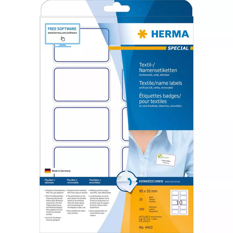 Lipnios etiketės HERMA 4410 suapvalintas stačiakampis