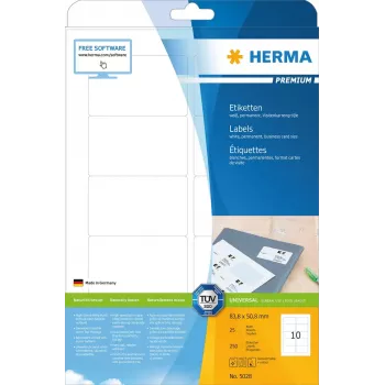 Lipnus spausdintuvo lipdukas HERMA Labels Premium A4 83,8x50,8 mm
