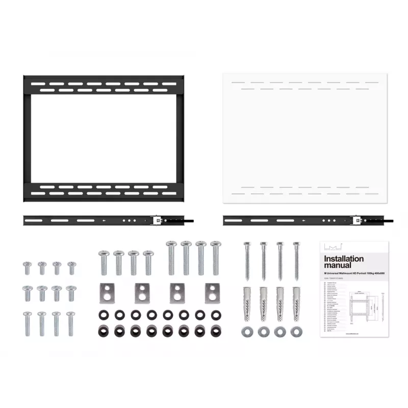 Sieninis laikiklis MULTIBRACKETS M Universal HD Portrait 60–100 colių ekranams, VESA 200x200–400x600, apkrova 100 kg, juodas