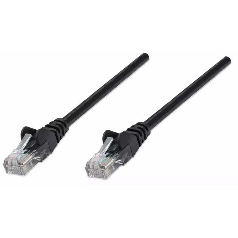 “Intellinet” tinklo kabelis, Cat5e, 10 m, juodas, CCA, U/UTP, PVC, RJ45, auksuoti kontaktai, nesipainiojantis, apsauginis gaubtelis, garantija visam eksploatavimo laikui