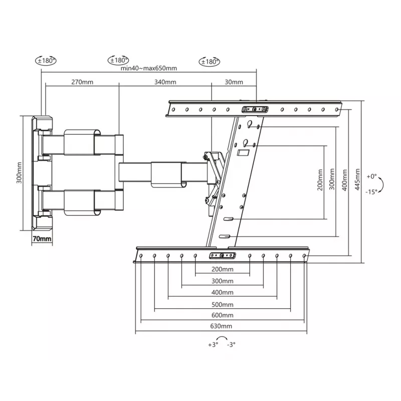 Montavimo svirtis Multibrackets M VESA Flexarm Thin Juoda