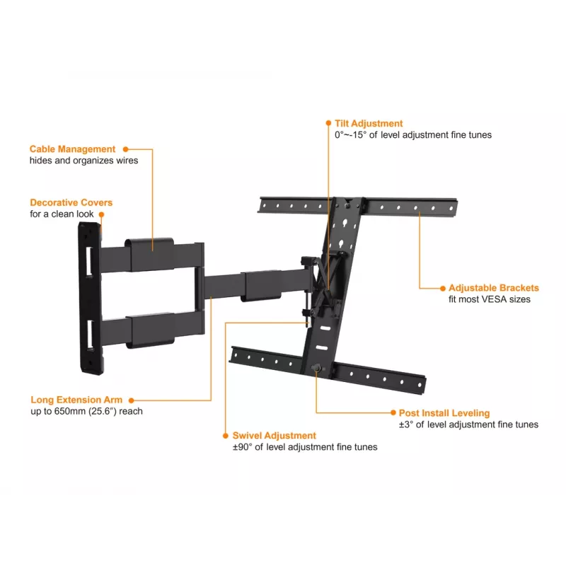 Montavimo svirtis Multibrackets M VESA Flexarm Thin Juoda