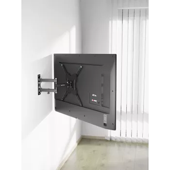 Manhattan sieninis laikiklis televizoriams ir monitoriams (pilno judesio), ekranams nuo 32 iki 55 colių, VESA suderinamumas: visi tarp 100x100 mm ir 400x400 mm – patikrinkite keturių tvirtinimo angų matmenis ekrano gale, kad užtikrintumėte tinkamumą, maks. 30 kg, juodas, laikiklis
