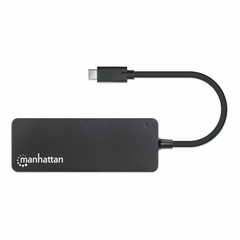 Manhattan USB-C dokas / šakotuvas, prievadai (x7): USB-A (x7), 5 Gbps (USB 3.2 Gen1 t. y. USB 3.0), išorinis maitinimas nereikalingas, universalus visiems įrenginiams, 15 cm laidas, SuperSpeed USB, juodas, trejų metų garantija