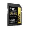 „Lexar Professional 1800x“ 512 GB UHS-II SDXC atminties kortelė (GOLD serija)