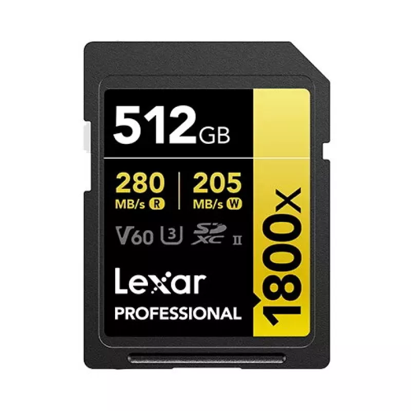 „Lexar Professional 1800x“ 512 GB UHS-II SDXC atminties kortelė (GOLD serija)
