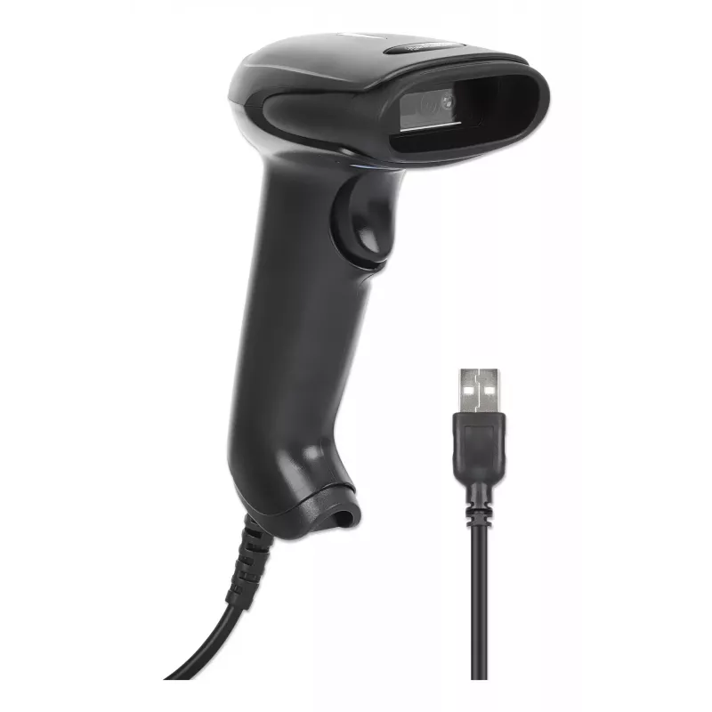 Manhattan Contact CCD rankinis brūkšninių kodų skaitytuvas, USB, 60 mm nuskaitymo plotis, laidas 152 cm, maks. aplinkos apšvietimas 5 000 liuksų (saulės šviesa), juodas, trejų metų garantija