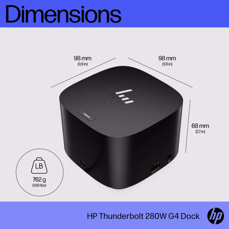 HP Thunderbolt Dock 280W G4 Laidinė prijungimo stotelė Thunderbolt 4 Juoda