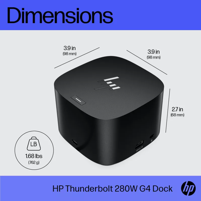 HP Thunderbolt Dock 280W G4 Laidinė prijungimo stotelė Thunderbolt 4 Juoda