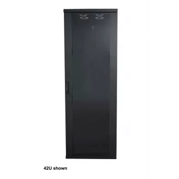 Intellinet 19 colių tinklo spinta – laisvai stovinti (Basic), 32U, 600x800 mm (plotis x gylis), juoda, plokščia pakuotė, maks. 600 kg, vieno taško durų užraktas, po vieną užraktą šoninėms panelėms, naudojamas gylis 123–573 mm, stovas, IP20, plieninė