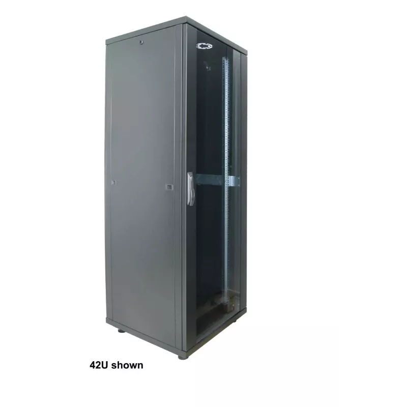 Intellinet 19 colių tinklo spinta – laisvai stovinti (Basic), 32U, 600x800 mm (plotis x gylis), juoda, plokščia pakuotė, maks. 600 kg, vieno taško durų užraktas, po vieną užraktą šoninėms panelėms, naudojamas gylis 123–573 mm, stovas, IP20, plieninė