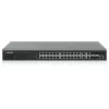 Intellinet 24 prievadų gigabitinis eterneto PoE+ žiniatinkliu valdomas komutatorius su 4 gigabitinių kombinuotų Base-T/SFP prievadų, atitinka IEEE 802.3at/af maitinimo per eternetą (PoE+/PoE) standartus, 370 W, Endspan, 19 colių montavimui į stelažą