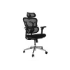 Ergonominė biuro kėdė EQUIP 651053 su galvos atrama ir porankiais, tinklinė atlošas, paminkštinta sėdynė, reguliuojamas aukštis 117–135 cm, plotis 660 mm, juoda