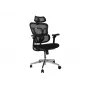 Ergonominė biuro kėdė EQUIP 651053 su galvos atrama ir porankiais, tinklinė atlošas, paminkštinta sėdynė, reguliuojamas aukštis 117–135 cm, plotis 660 mm, juoda