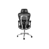 Ergonominė biuro kėdė EQUIP 651053 su galvos atrama ir porankiais, tinklinė atlošas, paminkštinta sėdynė, reguliuojamas aukštis 117–135 cm, plotis 660 mm, juoda