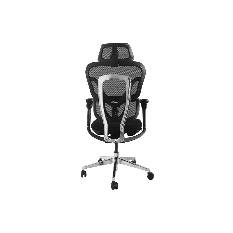 Ergonominė biuro kėdė EQUIP 651053 su galvos atrama ir porankiais, tinklinė atlošas, paminkštinta sėdynė, reguliuojamas aukštis 117–135 cm, plotis 660 mm, juoda