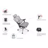 Ergonominė biuro kėdė EQUIP 651053 su galvos atrama ir porankiais, tinklinė atlošas, paminkštinta sėdynė, reguliuojamas aukštis 117–135 cm, plotis 660 mm, juoda