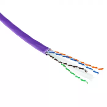 ACT Cat 6A U/UTP vientisas montavimo kabelis, LSZH, CPR euro klasė ECA 23AWG, violetinis 500 metrų
