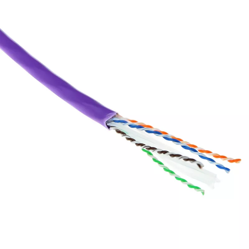 ACT Cat 6A U/UTP vientisas montavimo kabelis, LSZH, CPR euro klasė ECA 23AWG, violetinis 500 metrų