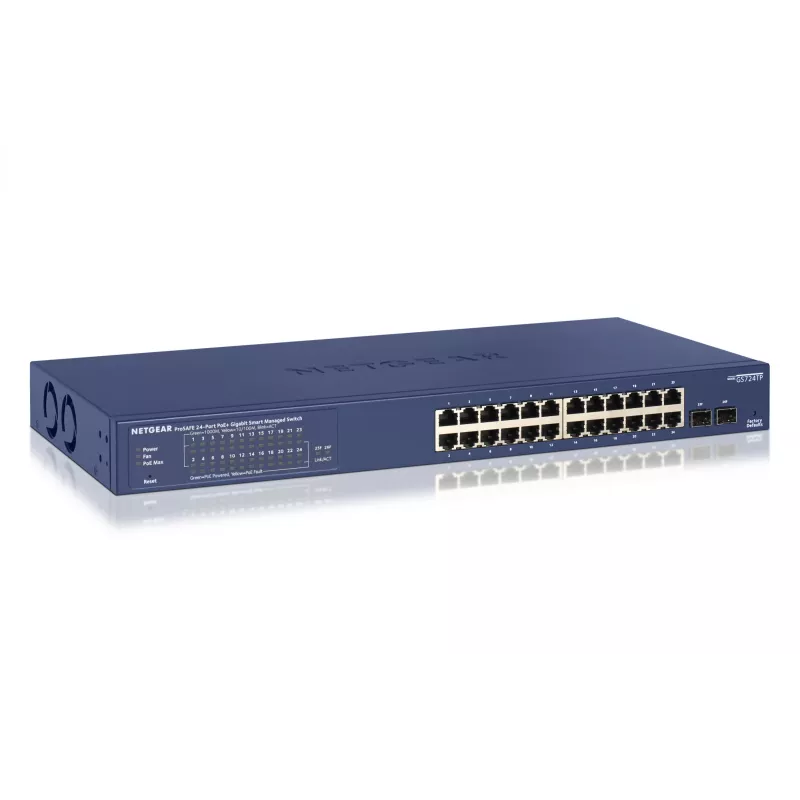 NETGEAR GS724TP valdomas L2/L3/L4 Gigabit Ethernet (10/100/1000) maitinimas per Ethernet (PoE) 1U juoda, pilka