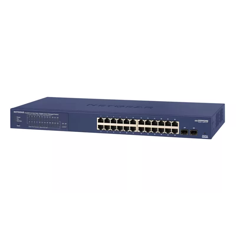 NETGEAR GS724TP valdomas L2/L3/L4 Gigabit Ethernet (10/100/1000) maitinimas per Ethernet (PoE) 1U juoda, pilka