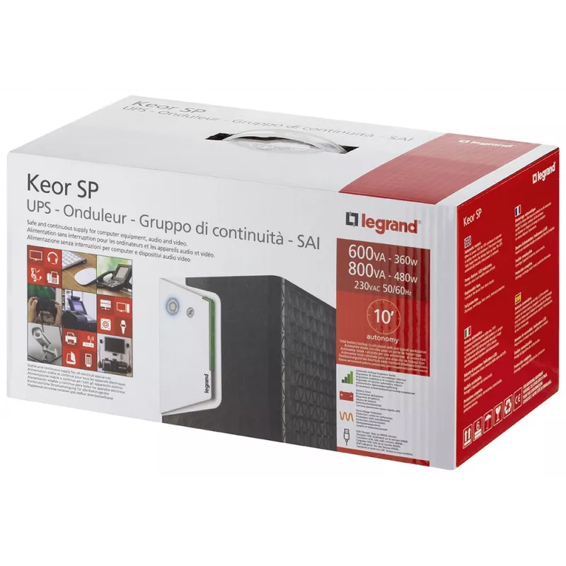 Legrand Keor ASI SP 800 GR nepertraukiamo maitinimo šaltinis (UPS) Line-Interactive 0,8 kVA 480 W 2 AC lizdai