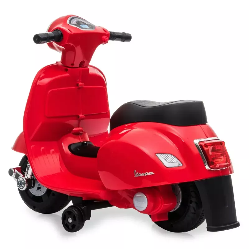 Elektrinis važiuojamas paspirtukas Jamara Vespa Mini — maitinamas baterijomis, 4 ratai, skirtas vaikams nuo 1,6 metų, šviesos, spalvos: juoda / raudona
