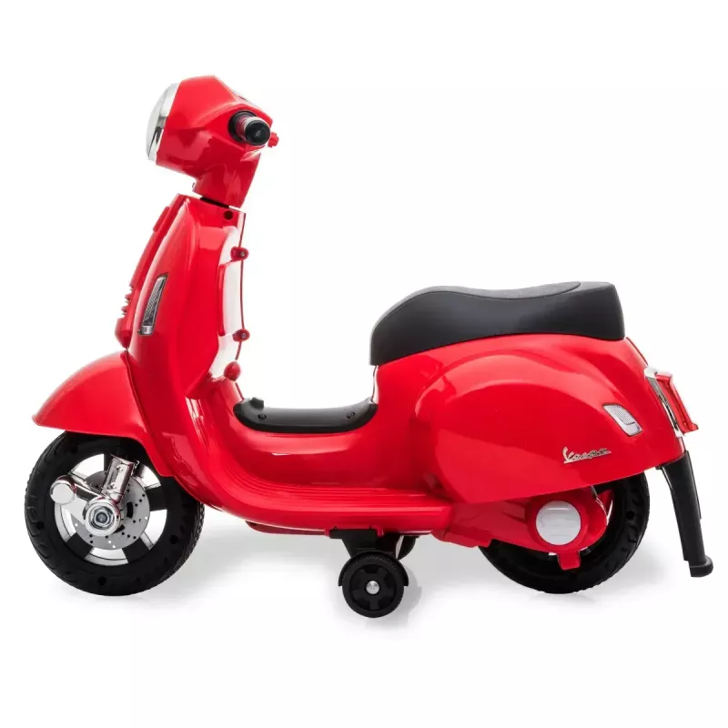 Elektrinis važiuojamas paspirtukas Jamara Vespa Mini — maitinamas baterijomis, 4 ratai, skirtas vaikams nuo 1,6 metų, šviesos, spalvos: juoda / raudona