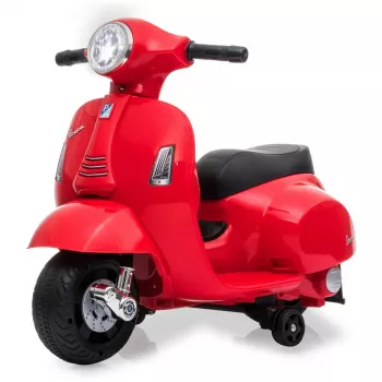 Elektrinis važiuojamas paspirtukas Jamara Vespa Mini — maitinamas baterijomis, 4 ratai, skirtas vaikams nuo 1,6 metų, šviesos, spalvos: juoda / raudona